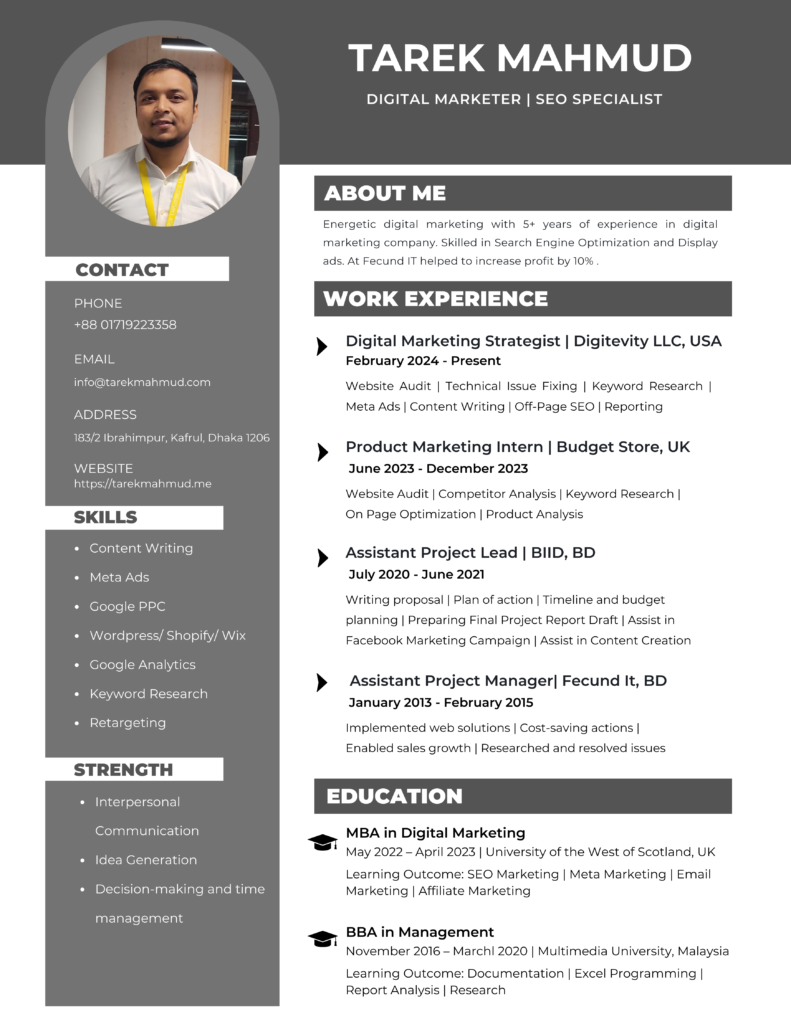 CV of Tarek Mahmud